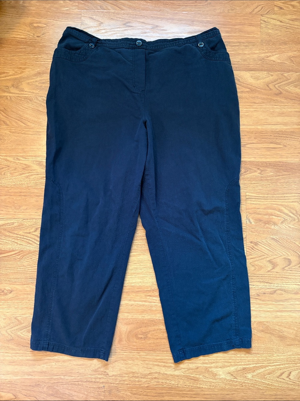 Penningtons Navy Cropped Pull-On Pants with Button Detail